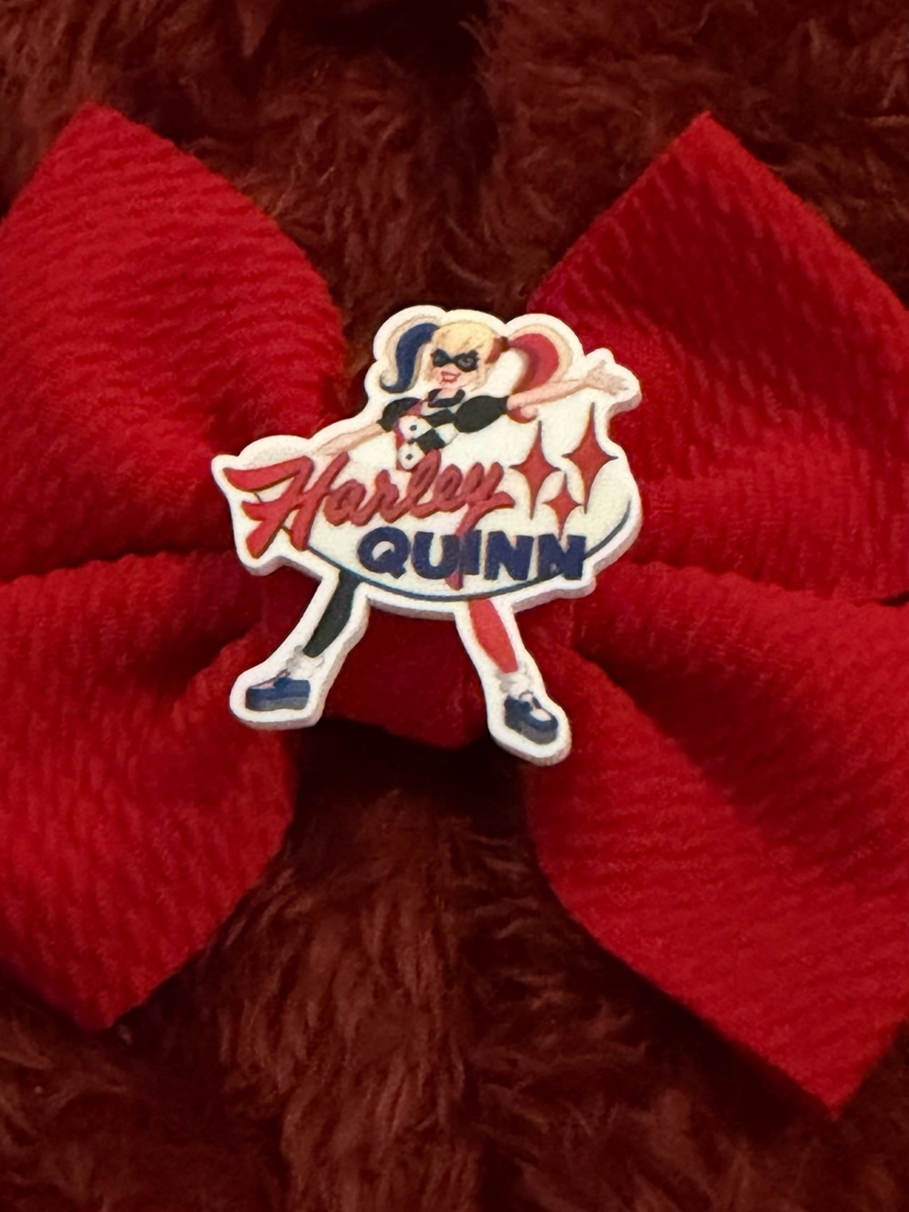 Harley Quinn Red Bow Hair Clip